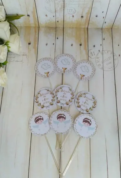 Kit Topper para bolo e docinhos Batizado Menina