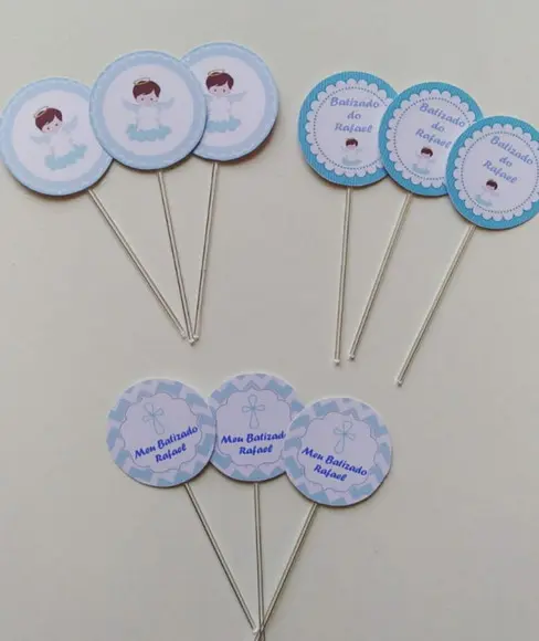 Kit Topper para bolo e docinhos Batizado Menino