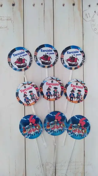 Kit Topper Para Bolo E Docinhos Playmobil Pirata