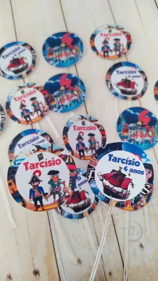 Kit Topper Para Bolo E Docinhos Playmobil Pirata
