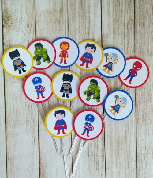 Kit Topper Para Bolo E Docinhos Vingadores Baby