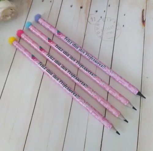 Lápis Pompom Personalizado Dia dos Professores