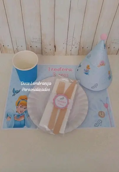 Mesa Posta Kids Cinderela Kit Lanche Festa na Escola