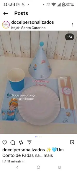 Mesa Posta Kids Cinderela Kit Lanche Festa na Escola