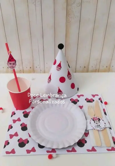 Mesa Posta Kids Minnie com Foto Carinha Bebê