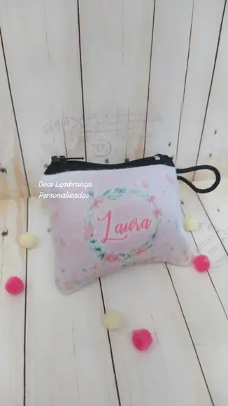 Mini Bolsinha Porta Moeda Jardim das Borboletas Aniversário