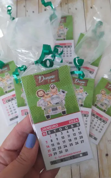 Mini Calendário 2024 Imã Safari Lembrancinhas