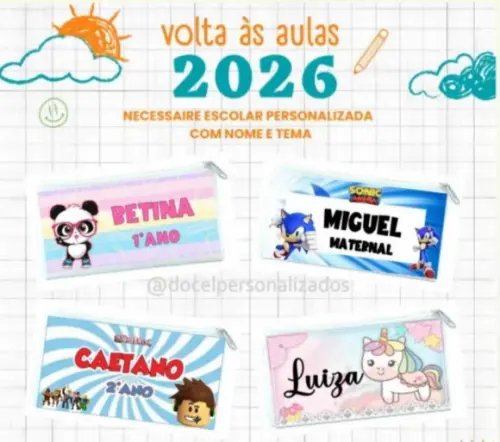 Necessaire Escolar Personalizada Volta às Aulas