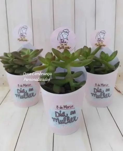 Rótulo + Tag para Mini Suculentas Dia da Mulher