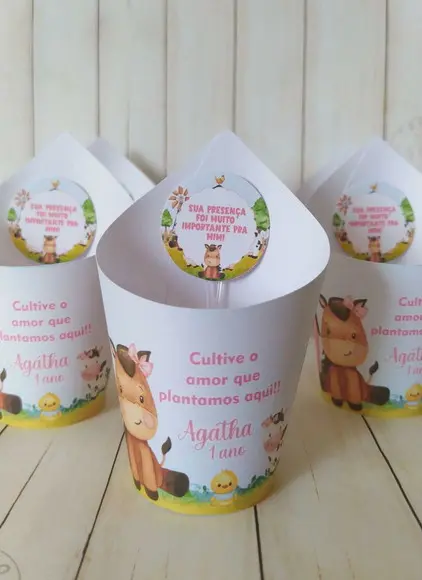Rótulo + Tag para Mini Suculentas Fazendinha Rosa