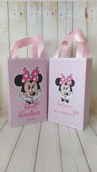 Sacolinha Personalizada Minnie Rosa Lembrancinha