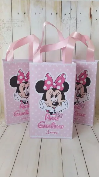 Sacolinha Personalizada Minnie Rosa Lembrancinha