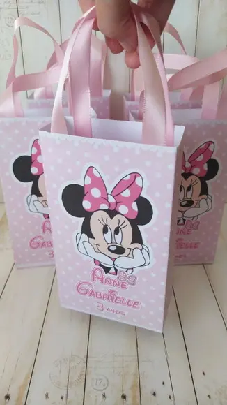 Sacolinha Personalizada Minnie Rosa Lembrancinha