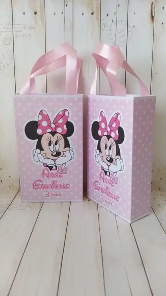 Sacolinha Personalizada Minnie Rosa Lembrancinha