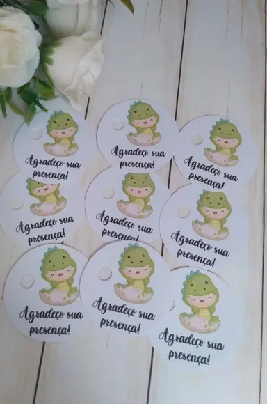 Tag Agradecimento Dino Baby para Lembrancinhas