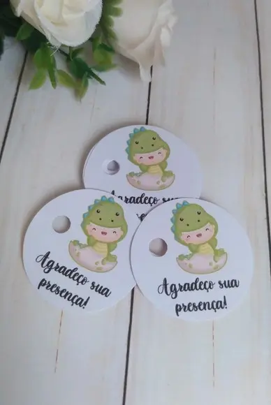 Tag Agradecimento Dino Baby para Lembrancinhas