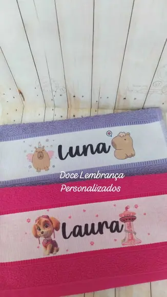 Toalhinha Escolar Personalizada Capivara/skye 2 Unidades