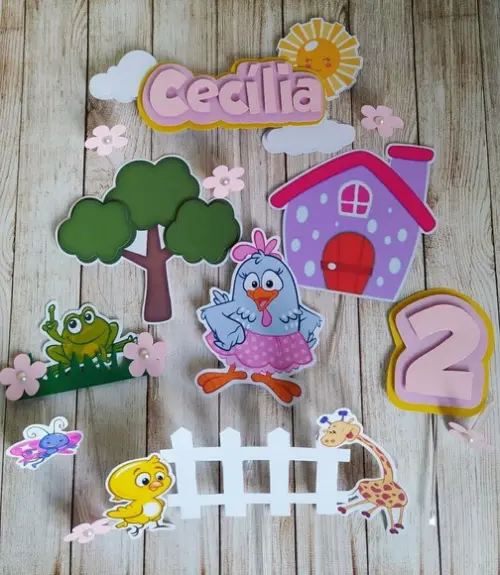 Topper 3d Galinha Pintadinha Personalizado