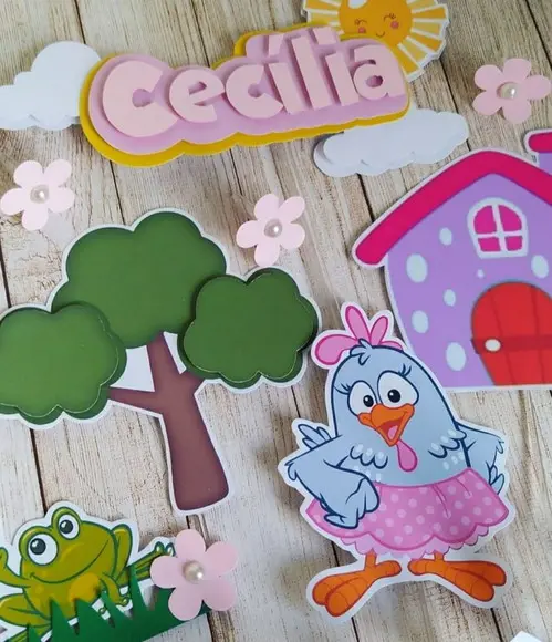 Topper 3d Galinha Pintadinha Personalizado