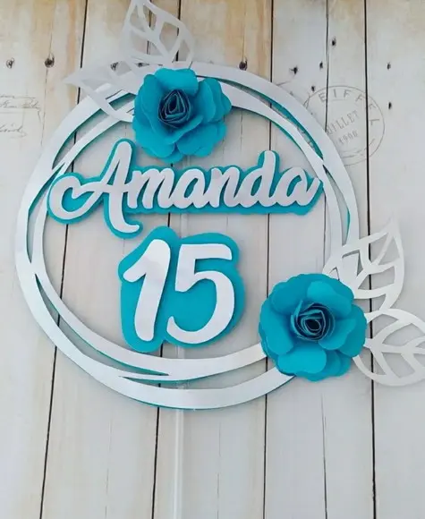 Topper Arco e Flores 3d 15 Anos