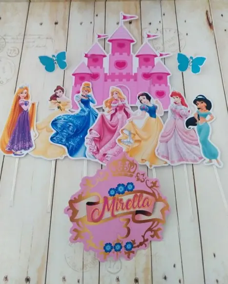 Topper Bolo Princesas Personalizado