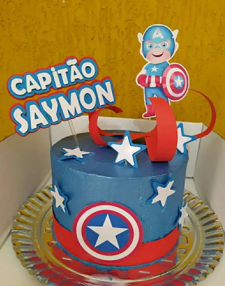 Topper Capitão América 3d Personalizado