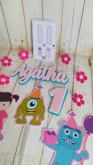 Topper Boo Monstros Sa 3d Personalizado