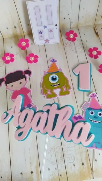 Topper Boo Monstros Sa 3d Personalizado