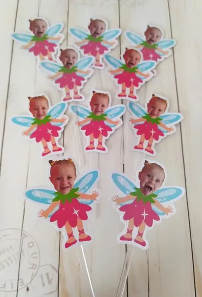 Topper com Foto e Personagem Fadinha Fazemos Todos os Temas