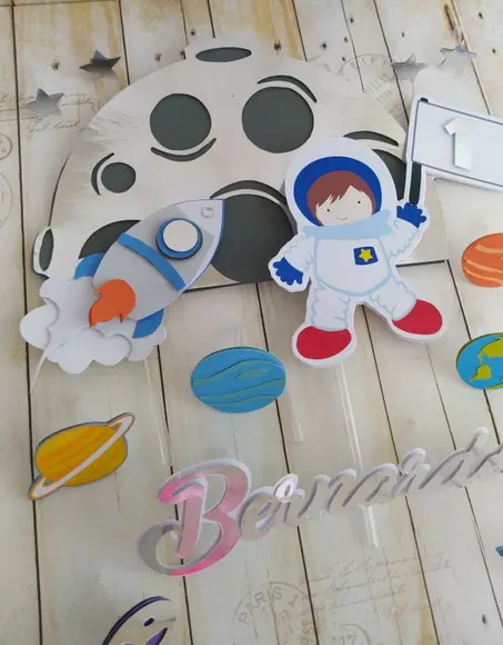 Topper de Bolo 3d Astronauta Aniversário Infantil