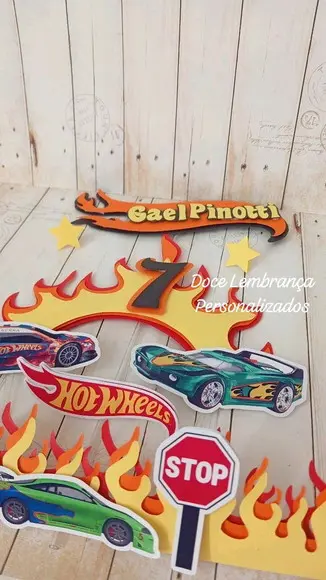 Topper de Bolo 3d Hotweels Aniversário
