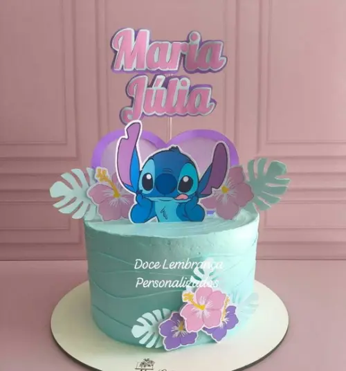 Topper de Bolo 3d Stitch Aniversário Adulto Infantil