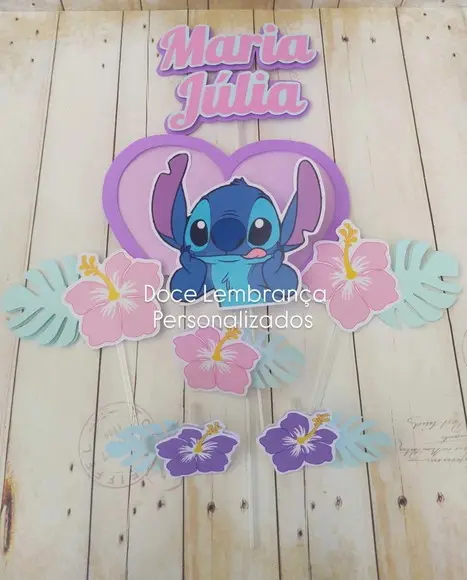 Topper de Bolo 3d Stitch Aniversário Adulto Infantil