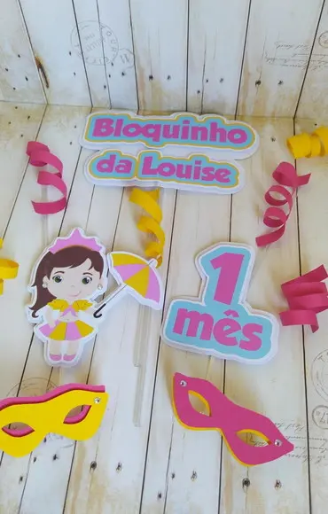 Topper de Bolo Bloquinho Carnaval Personalizado