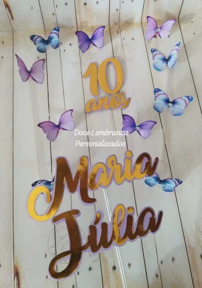 Topper de Bolo Borboletas Jardim das Borboletas