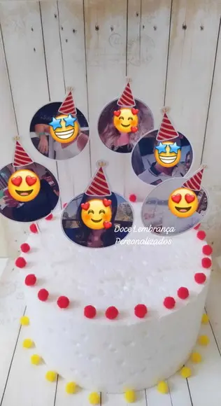 Topper de Bolo com Foto Carinha Chapeuzinho Aniversário