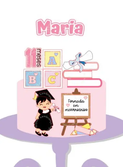 Topper de Bolo Conclusão Mêsversario Menina