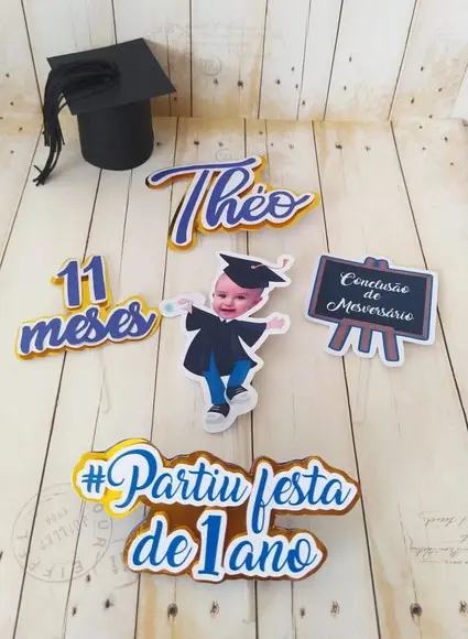 Topper de Bolo Conclusão Mêsversario com Foto