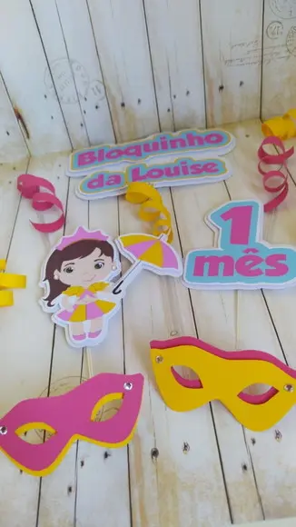 Topper de Bolo Bloquinho Carnaval Personalizado