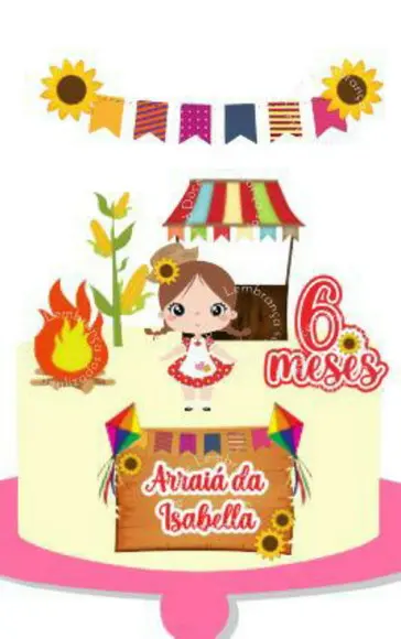 Topper de Bolo Festa Junina/arraiá Mesversario