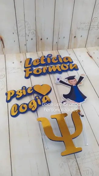 Topper de Bolo Formatura Psicologia 3d Personalizado