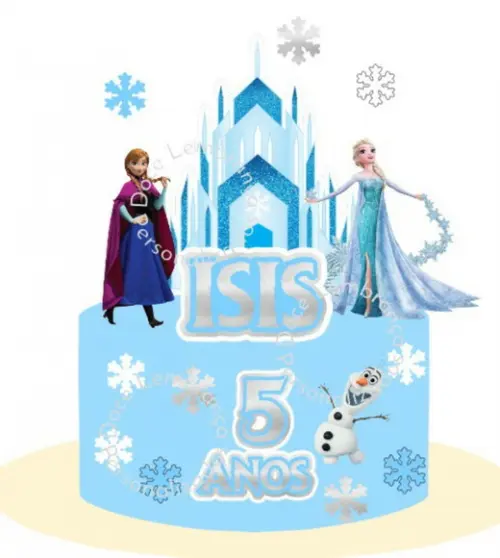 Topper de Bolo Frozen 3d Personalizado