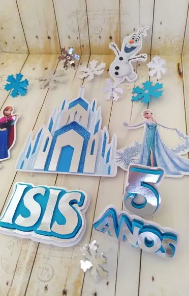 Topper de Bolo Frozen 3d Personalizado