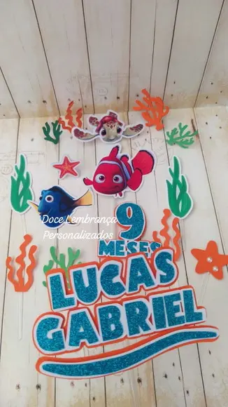 Topper de Bolo Fundo do Mar Nemo Mêsversario
