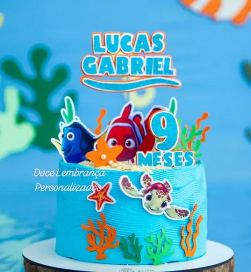 Topper de Bolo Fundo do Mar Nemo Mêsversario