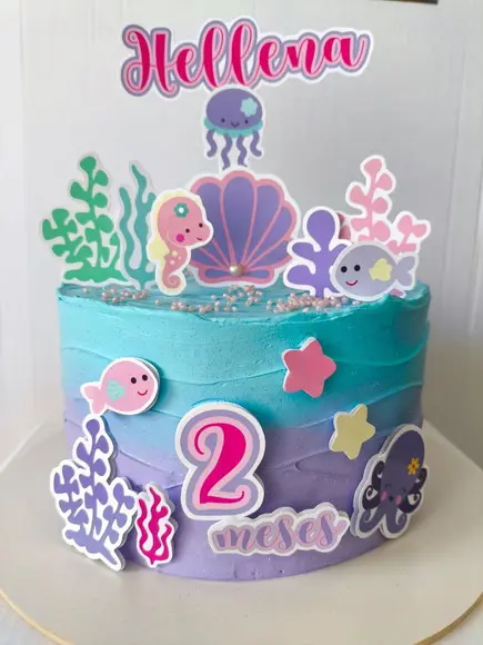 Topper de Bolo Fundo do Mar Personalizado