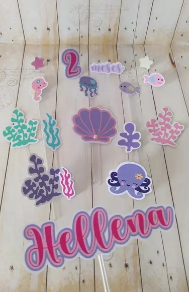 Topper de Bolo Fundo do Mar Personalizado