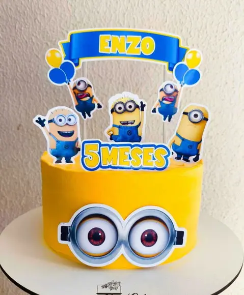 Topper de Bolo Mêsversario Minions Personalizado