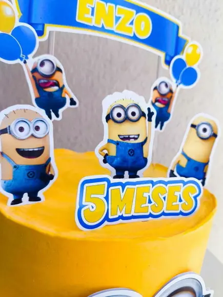 Topper de Bolo Mêsversario Minions Personalizado
