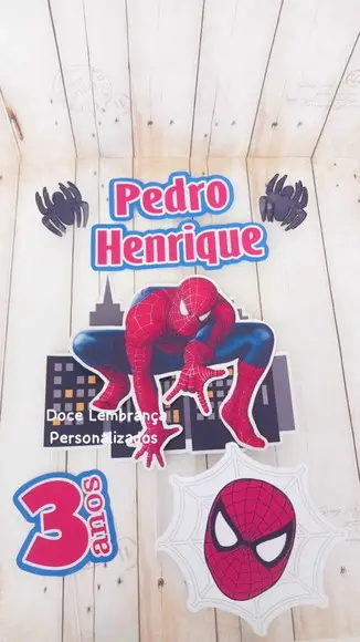 Topper de Bolo Homem Aranha Aniversário